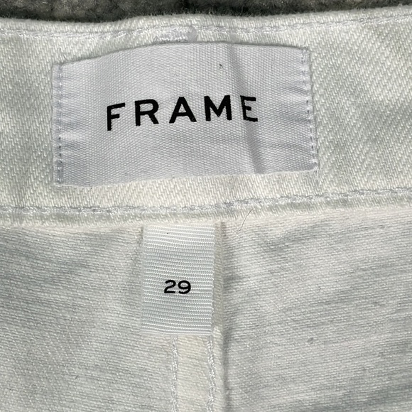 Frame Le Garcon Distressed Rolled Cuff Straight Jeans in White Mid Rise Sz 29 - Picture 10 of 15